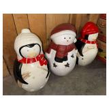 Penguin and snowman Christmas porch lanterns