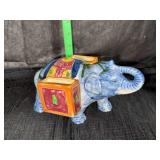 Antique majolica elephant porcelain cachepot planter or maybe cigarette/ match holder