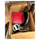 Assorted Kitchenware Lot with Pan and Utensils