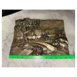 Vintage hand crafted silver relief art landscape scene possible creazioni artistiche