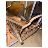 Assorted Metal Shop Tools and Hardware in Wire Basket