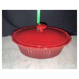 Red Paula Deen baking dish with lid