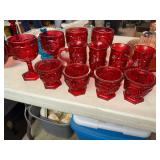 Ruby red cape cod 12pcs dessert bowls, goblets and footed mugs