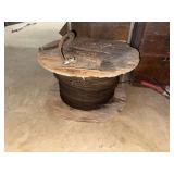 Wooden Spool with Heavy Wire Cable