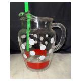 Vintage red and white polkadot pitcher