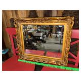 Vintage gold tone beveled mirror