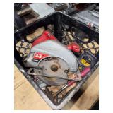 Assorted Power Tools Including Skilsaw, Makita Circular Saw, and Chicago Electric Plunge Router