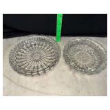 2 heavy crystal ashtrays