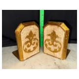 Mid century Italian Florentine gilt wood bookends