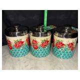3 pioneer woman floral treat jars