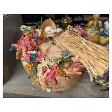 Cheese box with straw angel and wreath cottage core