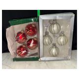 2 boxes of glass Christmas ornament balls red and white