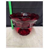 Fostoria Ruby coin glass pedestal bowl