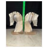 Vintage onyx carved horse head bookends