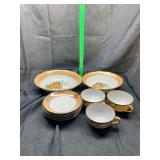 Japanese peach lusterware dishes