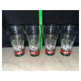 4 Libbey Coca-Cola winter Christmas pinecone bell drinking glasses