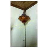 Awesome mid century amber hanging lamp