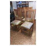 4 mission style oak chairs
