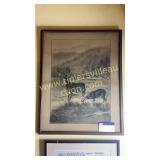 Old deer charcoal style print