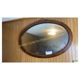 Oval oak frame mirror