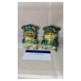 Pair of old foo dogs lots of crazing