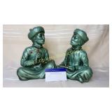 Pair of vintage chalk scholar statues