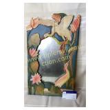 Indonesian wood carved crane mirror