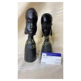 Pair of dark besmo African carved busts man and