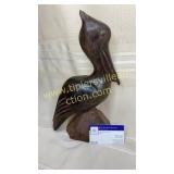 Heavy pelican wood carving statue