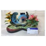 Vintage pottery fish double planter