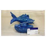 Blue vintage pottery fish
