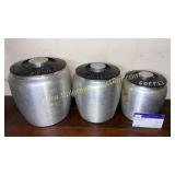 Set of 3 vintage aluminum kitchen canisters need