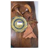 Wooden wall shelves and corbels on Italian tray