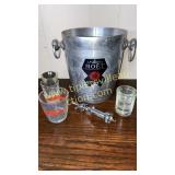 Champagne bucket and shot glasses