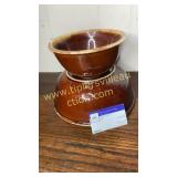 2 brown drip pottery serving bowls