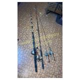 4 fishing rods and reels