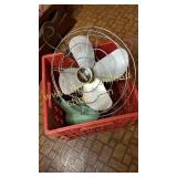 Vintage Eskimo fan parts and grinder in crate