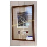 Framed fishing lure and stamp print signed and