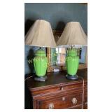 Reverse painted glass bamboo lamps