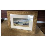 Framed sailboat print cool gold frame