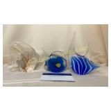 3 art glass fish