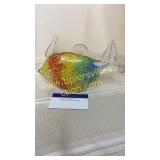 Heavy art glass rainbow fish