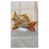 Art glass gold fish damage on top fin