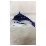 Cobalt art glass dolphin