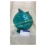Large mystic seaport art glass fish teal
