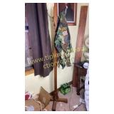 Mission oak hat stand with army jacket