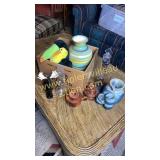 Box of pottery, candle holders and etc