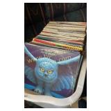 Tote of misc vinyl records- rush, Boston, john