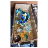 Carved birds, carved bird, fish and flower frog