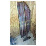 Pitch fork tools and barn wood panel